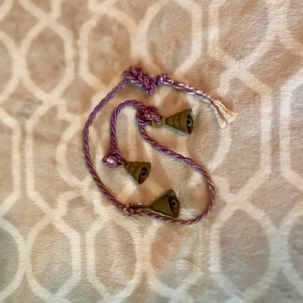 Artisan Purple Cord Bracelet with Green Accents